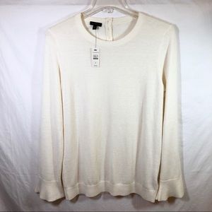 Talbots Cream LS Flared Cuff Pullover Sweater NWT